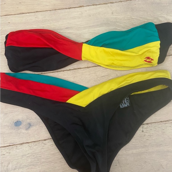 Vintage rasta billabong strapless bikini - Picture 2 of 3